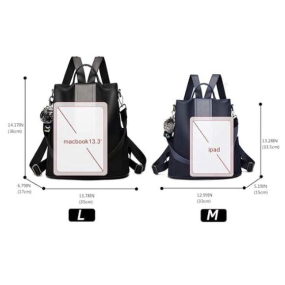 Pincnel  Backpack Purse Waterproof Nylon Anti-theft Rucksack Lightweight Size M - Picture 4 of 5